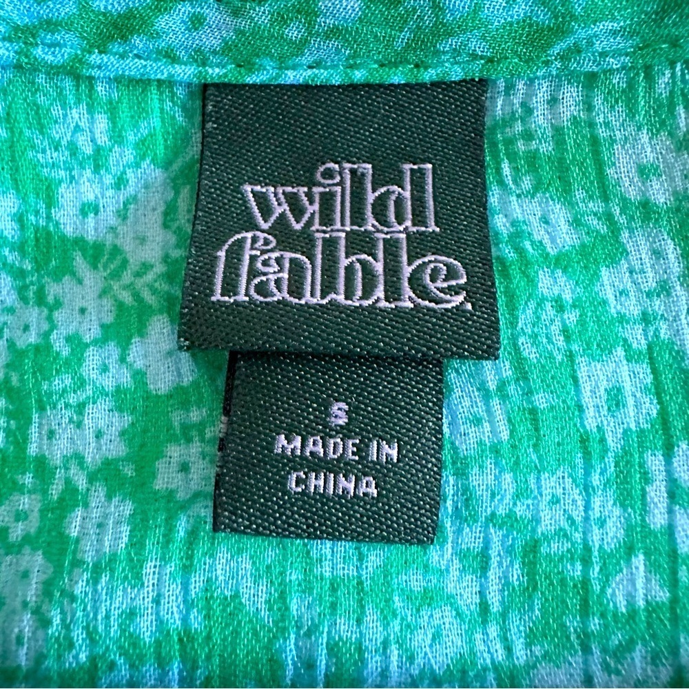 Wild Fable Peplum Top Womens Sz S Drawstring Waist Floral Fairy Boho Sheer - Picture 10 of 11